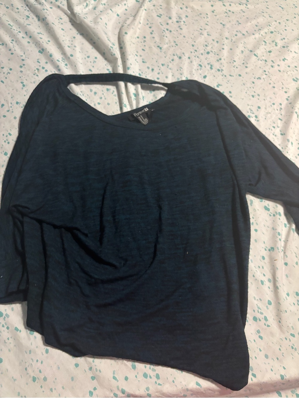 Forever 21 Dark Blue Open-Back Long Sleeve Top